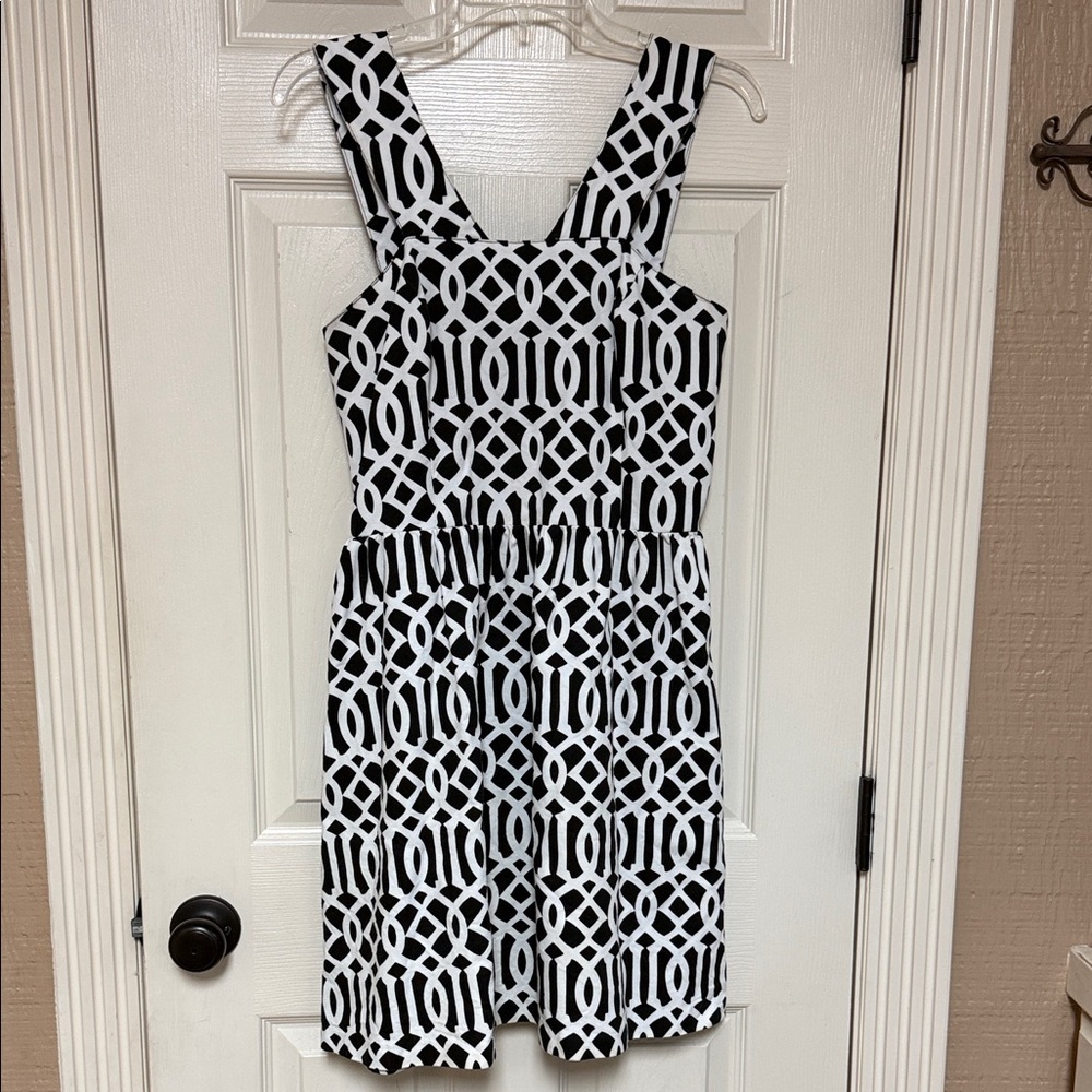 Mud Pie Black and White Patterned Mini Dress